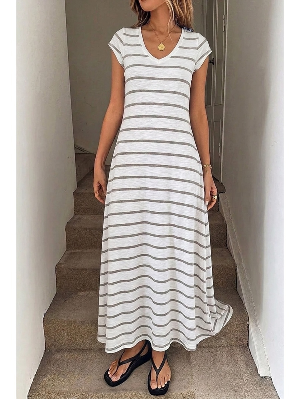 Splendid Striped Cotton Maxi Dress | Bergdorf Goodman | 100% Cotton Size Medium
